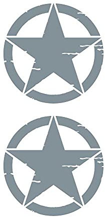 La Ruotante Set di 2 Adesivi Stella Militare Vintage distrutta US Army 4x4 Fuoristrada Varie Misure e Colori (Argento, 10 cm)