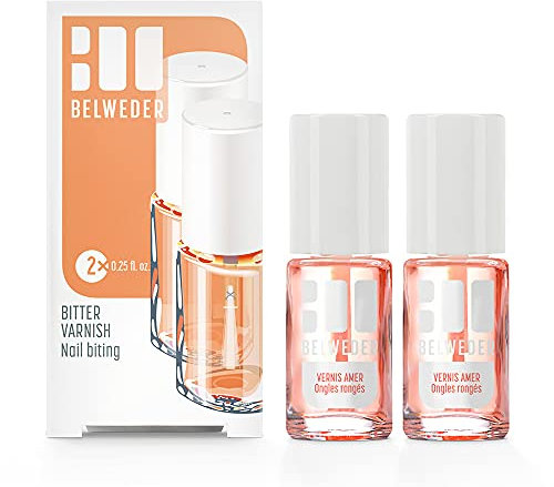 BELWEDER - Bitterstoff Nagellack gegen Nägelkauen 2 x 7,5ml - Nagellack Transparent für Nägel - Nagellack Langanhaltend mit Bitterer Geschmack 48 Stunden - Nagelpflege mit Schutzwirkung