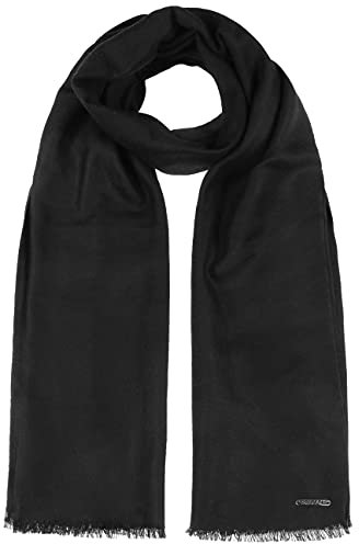 Stetson Lindo Schal - Einfarbiger Schal aus 100% Wolle - Eleganter Wollschal für Herren - Unifarben mit Markenemblem - Winter/Herbst schwarz One Size