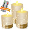 KESSER® LED Kerzen 3er Set Flammenlose Kerze Timerfunktion Timer Echtwachskerze 12,5cm 14,5cm 16,5cm Hoch Realistisch Flackernde Flacker-Licht Led-Flammen Echtwachs Deko Modern