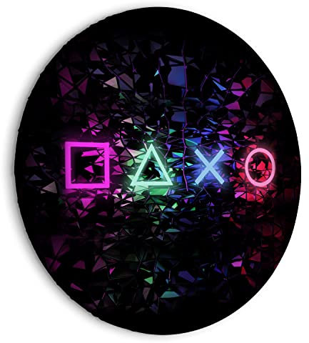 murando - runde Bilder für Gamers Spielkonsole 80x80 cm Leinwandbild 1 tlg Kunstdruck modern Wandbilder XXL Wanddekoration Design Wand Bild schwarz bunt Gaming Play i-A-10008-bc-a