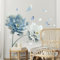 Tanlaby Blaue Weiße Blume Wandtattoo Großer Lotos Wandsticker Schmetterlings Blumen Wandaufkleber für Wohnzimmer Schlafzimmer Büros Sofa Hintergrund Hause Wanddekoration
