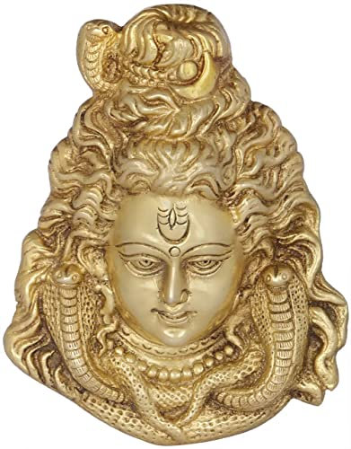 AmiLuv_Collections Antiker Shiva-Büste Wandbehang aus Messing, religiöser antiker Shiva-Büste, Wandaufhängung, Höhe: 15,2 cm