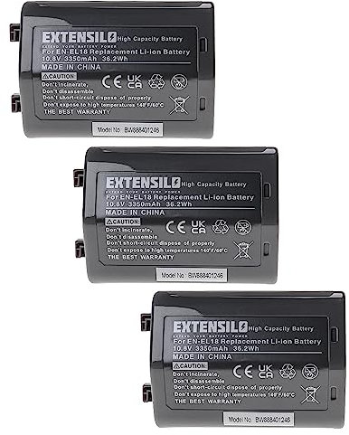 EXTENSILO 3x batteria compatibile con Nikon D4, Z9 fotocamera digitale DSLR (3350mAh, 10,8V, Li-Ion)