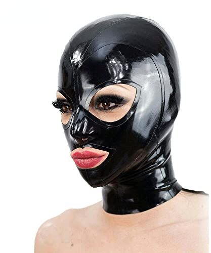 ZTWSAQ Sexy Kopfbedeckung Aus Latex Latexmaske Cosplay Mit Reißverschluss Sex-Maske Partyfetisch Latexmaske Sexspielzeug Geeignet Für Paarspiele,XL,Black