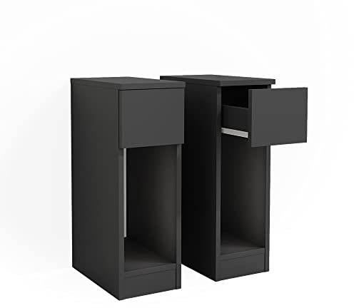 Vicco Nachttisch Enton, Nachtkommode, Schwarz, 20 x 59.5 cm 2er Set