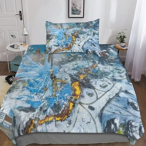 KRIVS Apex Legends Bettwäsche Set,Bettwäsche Bettbezug 3D Bettbezug,Drucken 3Teilig,Microfaser Super Weiche Atmungsaktive Tröster Set Single(135x200cm)