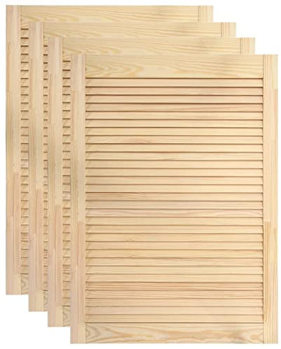 Tidyard 4 STK.Lamellentüren Lamellentür Möbeltür Schranktür Offene Lamellen Holztür Möbel Tür Innentür Zimmertür Einbauschrank 69 x 39,4 cm (H x B) Kiefer-Massivholz,Unbehandeltes Holz