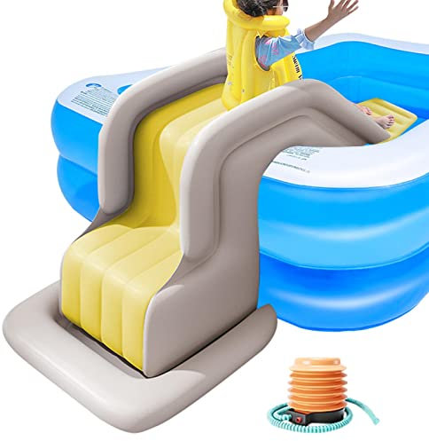 Aufblasbare Wasserrutsche Für Kinder,Aufblasbare Wasserrutsche,Schwimmbadrutsche,Outdoor-Spielzeug-Spielcenter-Wasserrutschen,Kippsichere Poolrutsche Für Aufgeblasene Pools (mit Aufblasbarer Fußpumpe)