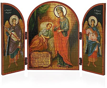 NKlaus Gottesmutter Heilende Ikone Triptychon Holz 25x16cm Christlich 13879