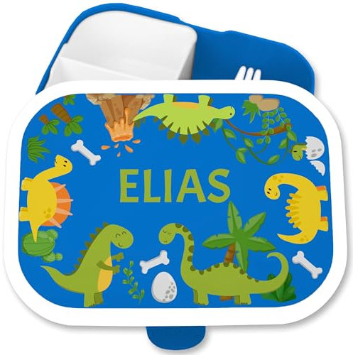Brotdose Kinder Campus für Mepal - Brotbox Dinosaurier Lunchbox Dino Vesperbox Dinosaurus I - 750 ml - Blau - kinderbrotdosen kindergarten schulkinder geschenke t-rex vulkan personalisierte dose