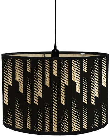 Morbuy Lampenschirm für Tischlampe aus Bambus, Modern Schwarz und Weiß Stehlampenschirme Trommel Lampenschirme für Deckenleuchte Pendelleuchte Stehlampe - Durchmesser 30cm (Stil E)