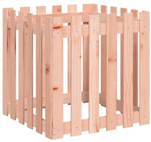 vidaXL Pflanzkübel, Blumenkübel mit Lattenzaun-Design, Pflanzkasten Übertopf für Garten Terrasse, Blumentopf Blumenkasten, 60x60x60 cm Massivholz Douglasie