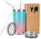 Y·J&H 20oz (550ml) Travel Tumbler Double Wall Vacuum Insulated Coffee Mug Stainless Steel Coffee Cup with 2 Splash Proof Lid, 2 Straws & Free Cleaning Brush, BPA Free - Turquoise&Pink