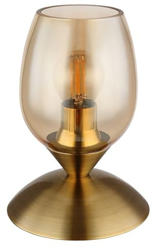 Tischlampe Nachttischlampe Tischleuchte messing Touch Wohnzimmerlampe Glas amber