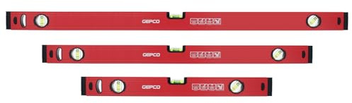 GEPCO 3-tlg Satz Profi Wasserwaagen 50 + 80 + 120 cm Aluminium 1.2 mm Richtwaage Messwaage Bauwaage 3 Libellen Industrie Messtoleranz: 0,5mm/m