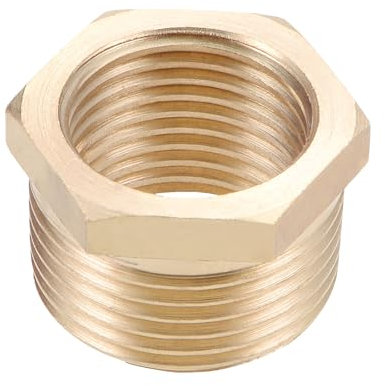 DTGN Raccord de Tuyau en Laiton Mâle G3/4 x Femelle G1/2-1 Pièce - Idéal pour la Connexion de Tuyaux - Adaptateur de Réduction Hexagonale en Laiton - Ton Doré