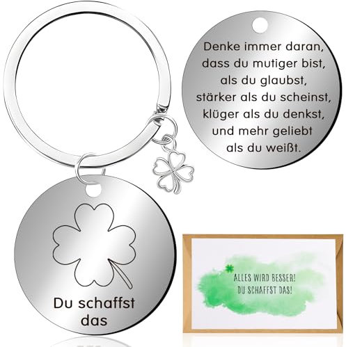 Du Schaffst Das Glücksbringer Schlüsselanhänger, 2024 Abitur Geschenke, Einschulung Schultüte Mädchen Geschenk, Prüfung Positive Mutmacher Genesungs Geschenk für Männer,Frauen,Kollege, Kinder,Schüler