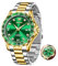 OLEVS Herrenuhr Grünes Zifferblatt Diamant Edelstahl Luxus Gold Silber Armbanduhr Herren Lässig Quarz Analog Uhren Männer Edelstahl Wasserdicht Mode Kleid Geschenke Handgelenk Uhr Herren mit Datum