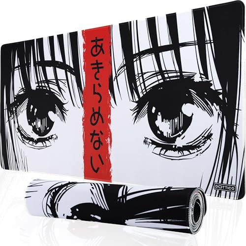 DOTTICO XXL Large Gaming Mouse Pad for Desk - Desk Mat for Keyboard and Mouse - PC Mouse Pad - Non-Slip Water Resist Rubber Base, Stitched Edges - 35.4x15.7 in - 90x40 cm (Anime Red, XX-Large)