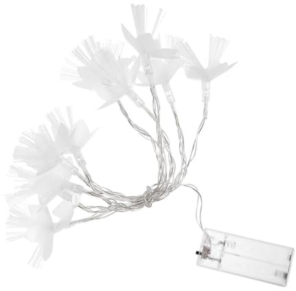 BCOATH Glasfaser Lichterkette Led 20 Leds Warmweiß Mit Blumen Dekor Für Schlafzimmer Und Festivalbeleuchtung Batteriebetrieben 3m