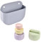 BÉABA, Coffret 4 Jouets de Bain Bébé : Panier Rangement Ventouse et Lot 4 Jouets Bain Silicone, Empilables, Gigognes, 2 Compartiments, Galet & Mutli couleurs
