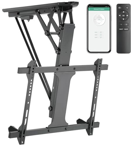 ZeboZap ZZTVC8864 - Soporte motorizado para TV de techo abatible para patio al aire libre, soporte plegable eléctrico para TV con control remoto, se adapta a pantallas de 32 a 70 pulgadas, soporta 75