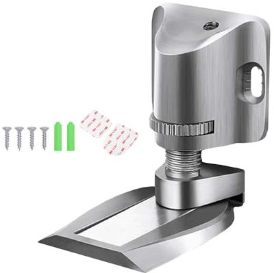 EnixwH Invisible Magnetic Door Stop, Adjustable Magnetic Door Stop, Door Stopper Magnet Which Can Be Mounted with Double-Sided Adhesive Tape or by Drilling (Silver)