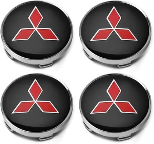 dzggs 4 stück Auto Nabendeckel für Mitsubishi ASX Outlander L200 EVO 60mm, Felgenkappen Radnabenkappen Nabenabdeckung Radnaben Mittel Abdeckungen Abzeichen Sticker,B