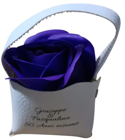 oggettando SET 12 PERSONALIZZABILE Segnaposto Rosa di sapone profumata Matrimonio, Nascita, Battesimo, Comunione, Laurea, Cresima, 18, 25 e 50 anni, Anniversari e Compleanni (Viola)