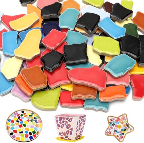 Tutamaz Unregelmäßige Mosaikfliesen Set, Mosaiksteine zum Basteln DIY-Mosaik-Projekte Kleine Mosaikfliesen für Badezimmer Küche Heimdekoration DIY Vasen Tassen Garten Dekoration, Farben