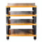 AV-Regal, Massivholz, 4 Etagen, HiFi-Regal, AV-Regal für Plattenspieler, Ständer und Geräte, Schrank, Verstärker-Regal für Audio-Video-Komponenten, HiFi-Rack-Füße, Holzfarbe, 60 x 93 x 48 cm