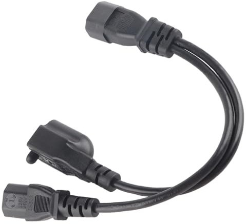 IEC320 C14 Männlich zu C13 und Nema 5-15R Y Splitter-Netzkabel 1 in 2 aus, Flammhemmend, Hitzebeständig, für Schreibtischlampen, LCD-Monitore, Drucker