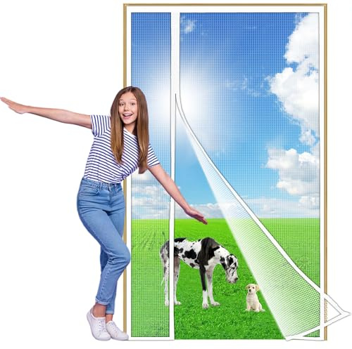 Zlhloj Apertura Laterale Zanzariera Magnetica per Porta, 140x240 cm Zanzariera Reversibile con Apertura a Sinistra/Destra, Accesso Facile, Protezione Insetti, per balcone soggiorno camera Bianco