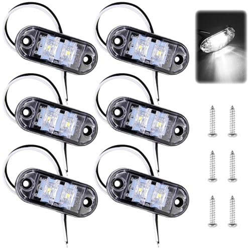 LED Seitenmarkierungsleuchten, 6 Stück Begrenzungsleuchten Positionsleuchten 12V/24V, Anhänger-Seitenleuchte Licht Weiß, Universelle Positionslichter für Wohnmobil, Wohnwagen, Vorder- und Rückleuchten