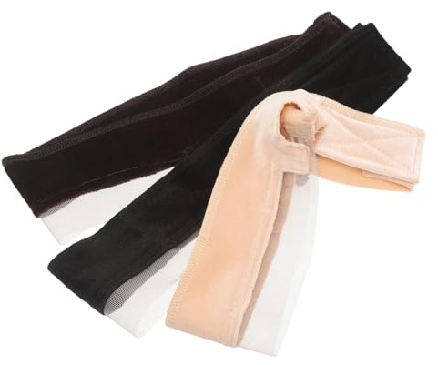TOYANDONA 3 Stück Pack Verstellbare Samt Perücken Haltebänder mit Silikon Antirutschstreifen Elastische Stirnbänder mit Ohrausschnitt für Lace Front Perücken Atmungsaktiv und Hautfreundlich