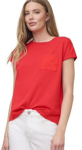 Damen Shirt mit Rundhals und Spitzentasche