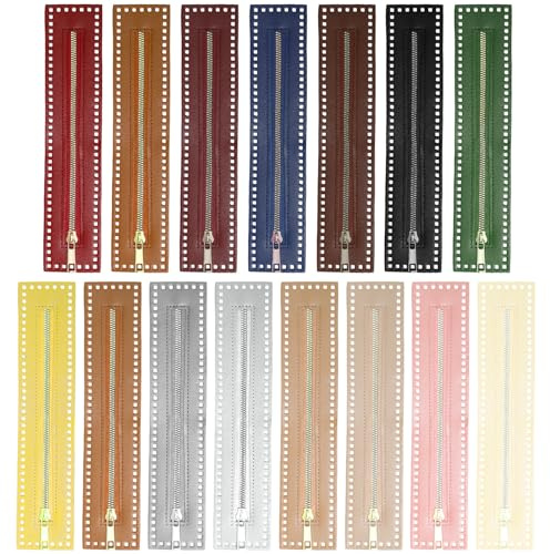 Sixfolo 15 Farbe Reißverschluss zum Häkeln mit Löcher 27cm | PU Leder Reißverschlüsse für Taschen Häkeln,Näh Reißverschlussrahmen für DIY Handtaschen,Geldbeutel und Bastelprojekte