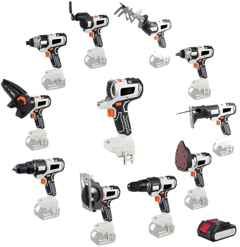 Cordless Power Tool Combo Kit, Rechargeable Multi-Function Brushless Tool Set with Tool Box for Home and Garden Woodworking