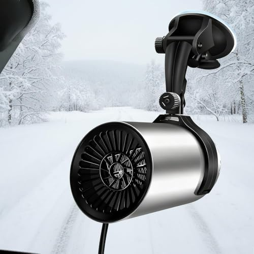 Car Heater Defroster, 12V 150W Plug-in Cigarette Lighter Car Heaters, Cup Shaped Car Windscreen Heate, 2 in 1 Heater & Cooling, Vehicle Heater Defroster Windshield, Warmer Windscreen with Bracke