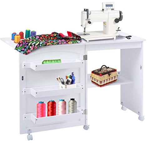 Table de la machine à coudre pliable Armoire machine à coudre table de travail blanc