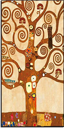 Deco Italia Quadro su Tela L'Albero della Vita di Klimt Verticale | 62 x 115 cm