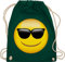 Turnbeutel Rucksack - Manga & Comic Zubehör - Emoticon Sonnenbrille / Sommer Sonne - Unisize - Dunkelgrün - kordel tasche gym bag turn beutel baumwollrucksack beuteltasche umhängebeutel stoff