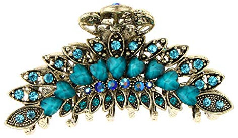 Pince à cheveux vintage chic en alliage de métal strass grande taille pinces à cheveux fantaisie épingles à cheveux épingles à cheveux tendance accessoires pour cheveux épais - bleu, 9 x 4,5 cm bleu