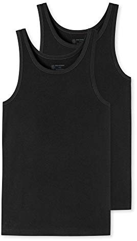 Schiesser Herren 2 Pack Unterhemd Ohne Arm - 95/5 Organic Unterwäsche, Schwarz_176038, M EU