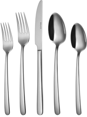 Sola Donau Besteck Set - 9 Personen Essbesteck - 90 Teilig, 18/10 Rostfreiem Stahl - Robustes & Elegantes Design - Tafelbesteck - Spülmaschinenfest - Set mit Messern, Gabel, Löffel & mehr