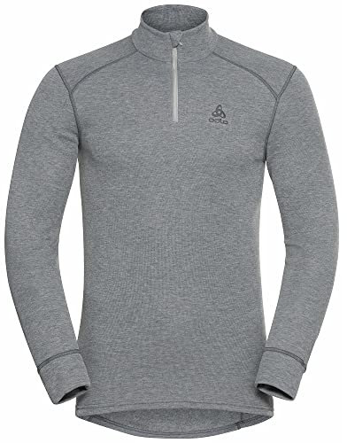 Odlo Herren Funktionsunterwäsche Langarm Shirt mit Reißverschluss ACTIVE WARM ECO, odlo steel grey melange, S