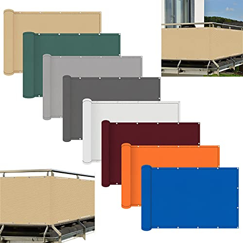 ACUY Brisé Vue Balcon 80x500cm Polyester Toile De Balcon Couvrir Pare-Brise Protection Contre Les Regards pour Balcon Jardin