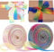 2 Rollen 25m/25mm Regenbogen Organzaband Geschenkband,Organza Bänder Regenbogen deko schleifenband Gradient Farben Schimmer Sheer Seidenband Breit Hochzeit Geburtstag Weihnachten Geschenkverpackung