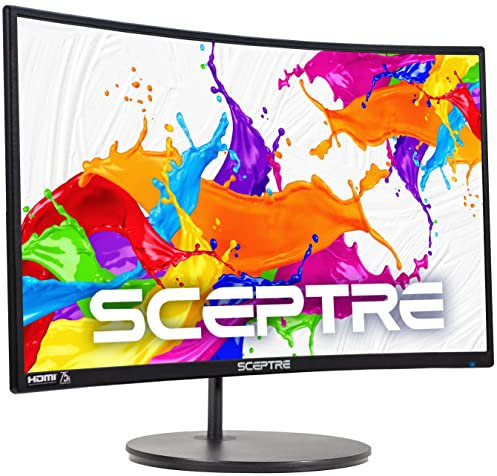 SCEPTRE Curved 24 Gaming Monitor 75Hz HDMIx2 VGA 98% sRGB R1500 Build-in Speakers, Machine Black 2022 (C249W-1920RN Series)